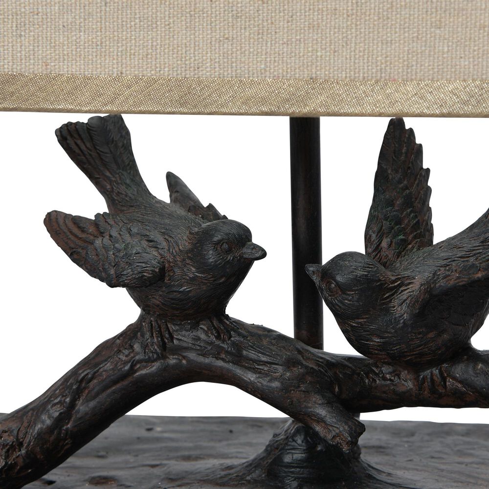 Creative Coop Bird Table Lamp with Rectangle Shade in Black, , large