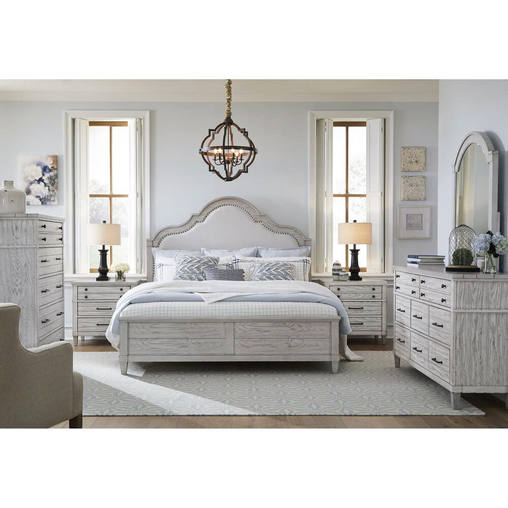 Legacy Classic Belhaven 4-Piece Queen Upholstered Panel Bedroom Set in Weathered Plank, , large