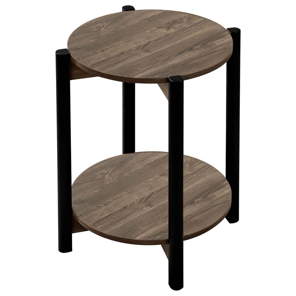 Furniture of America Elovier End Table with Open Shelf in Dark Gray and Black, , large
