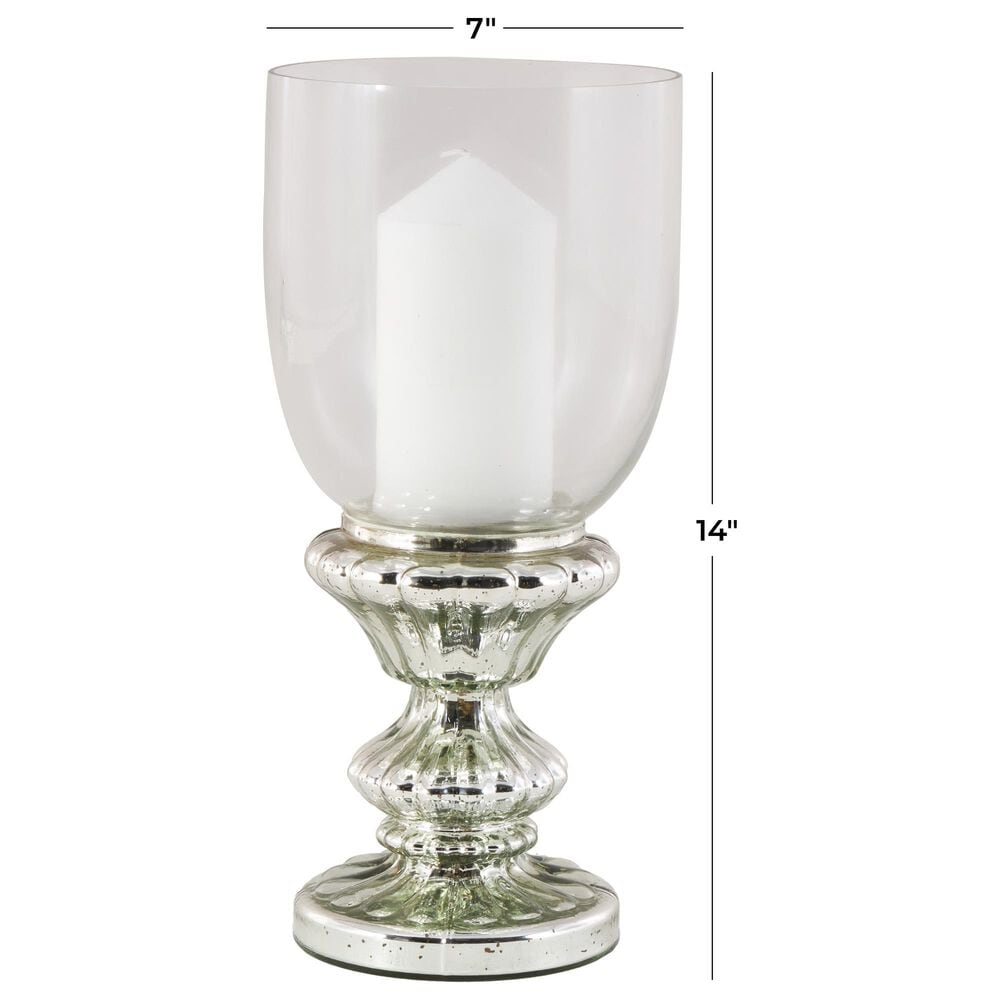 Maple and Jade Handmade Turned Style Pillar Room Hurricane Lamp in Silver, , large