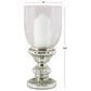 Maple and Jade Handmade Turned Style Pillar Room Hurricane Lamp in Silver, , large