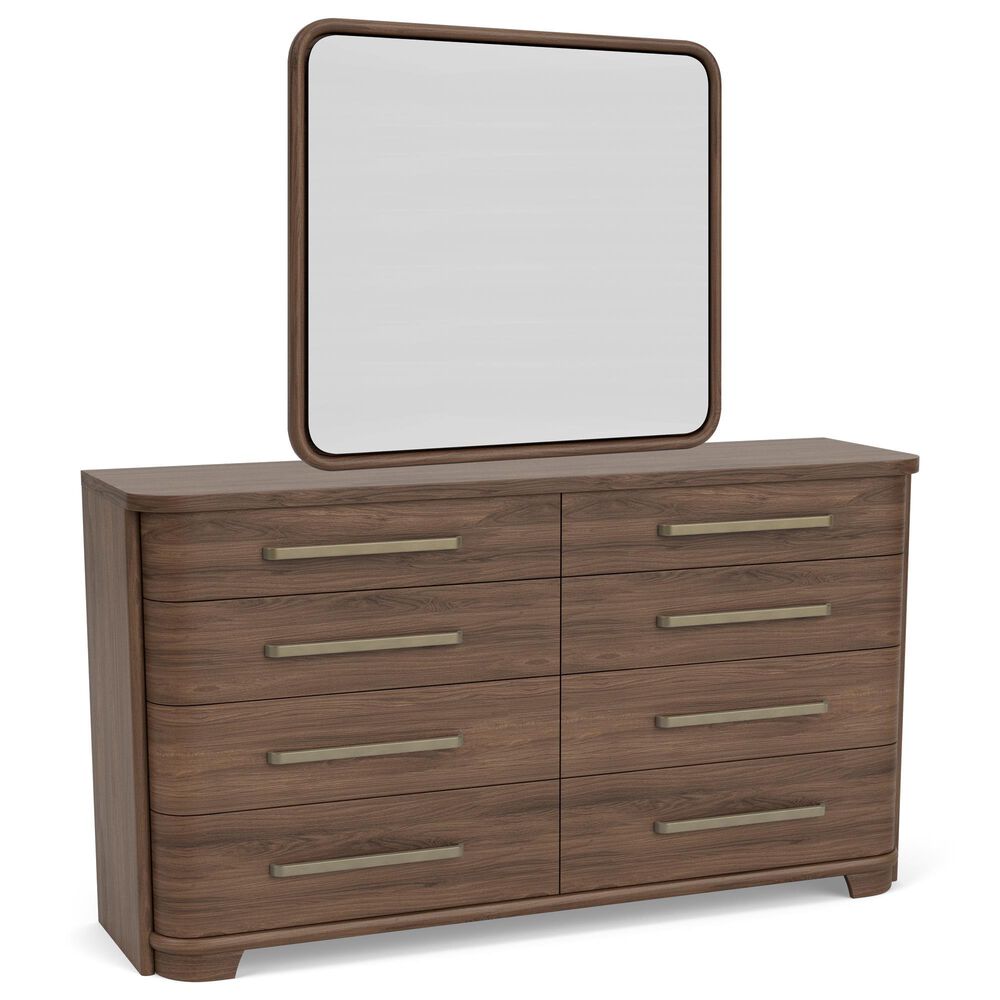 Riverside Furniture Delia 8-Drawer Dresser and Mirror in Nouveau Walnut, , large
