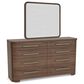 Riverside Furniture Delia 8-Drawer Dresser and Mirror in Nouveau Walnut, , large