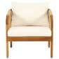 Hearth and Haven Outdoor Deep Seating Club Chair with Beige Cushions and Faux Rattan Accent in Brown, , large