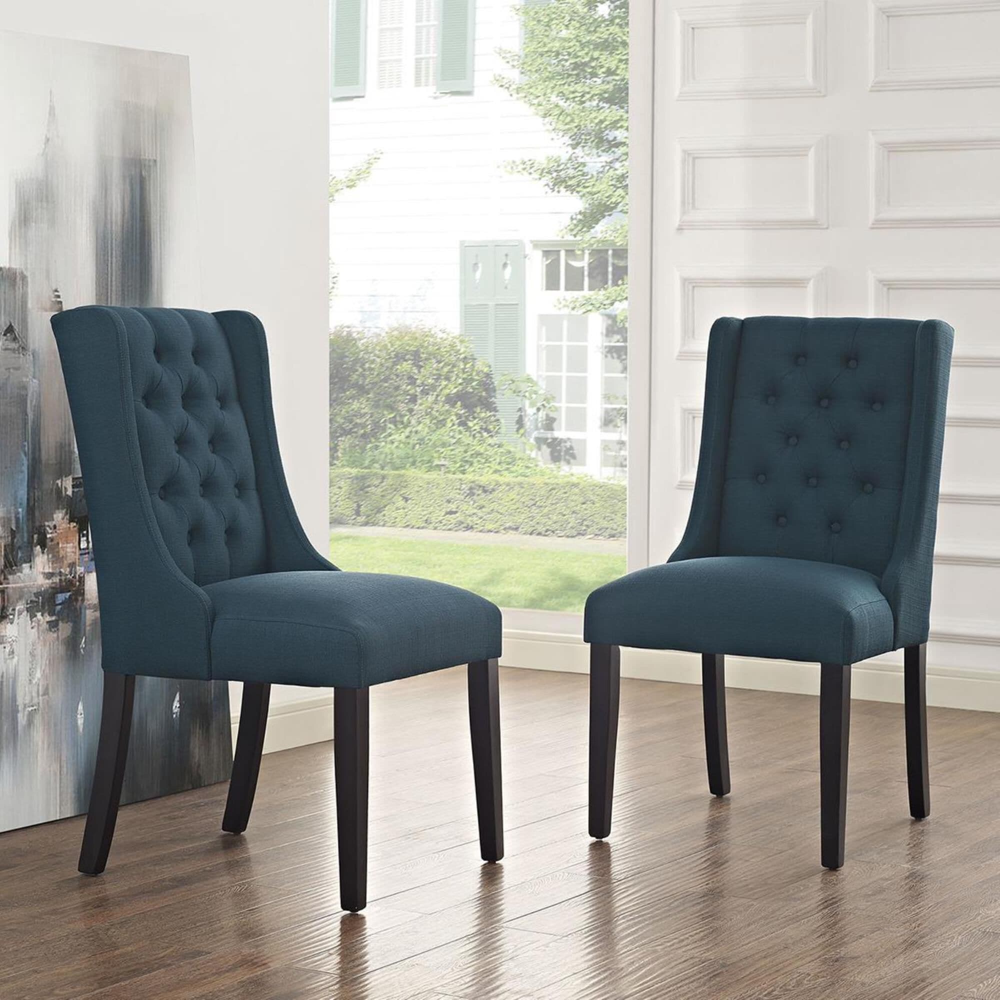 Modway Baronet Button Tufted Dining Chair in Azure Fabric NFM
