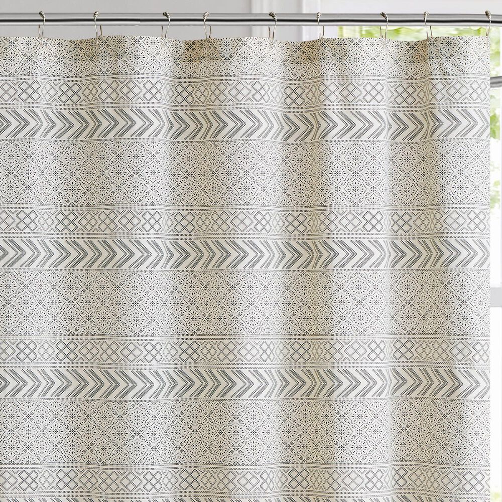 Pem America Chase Shower Curtain in Cream and Black, , large
