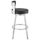 Blue River Flynn 30" Swivel Bar Stool with Black Cushion in Brushed Stainless Steel, , large