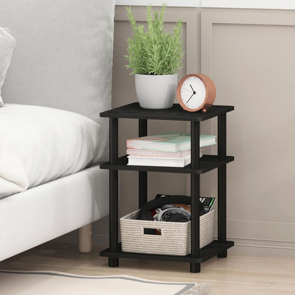 HOMLUX 3-Tier Side Table in Black, , large