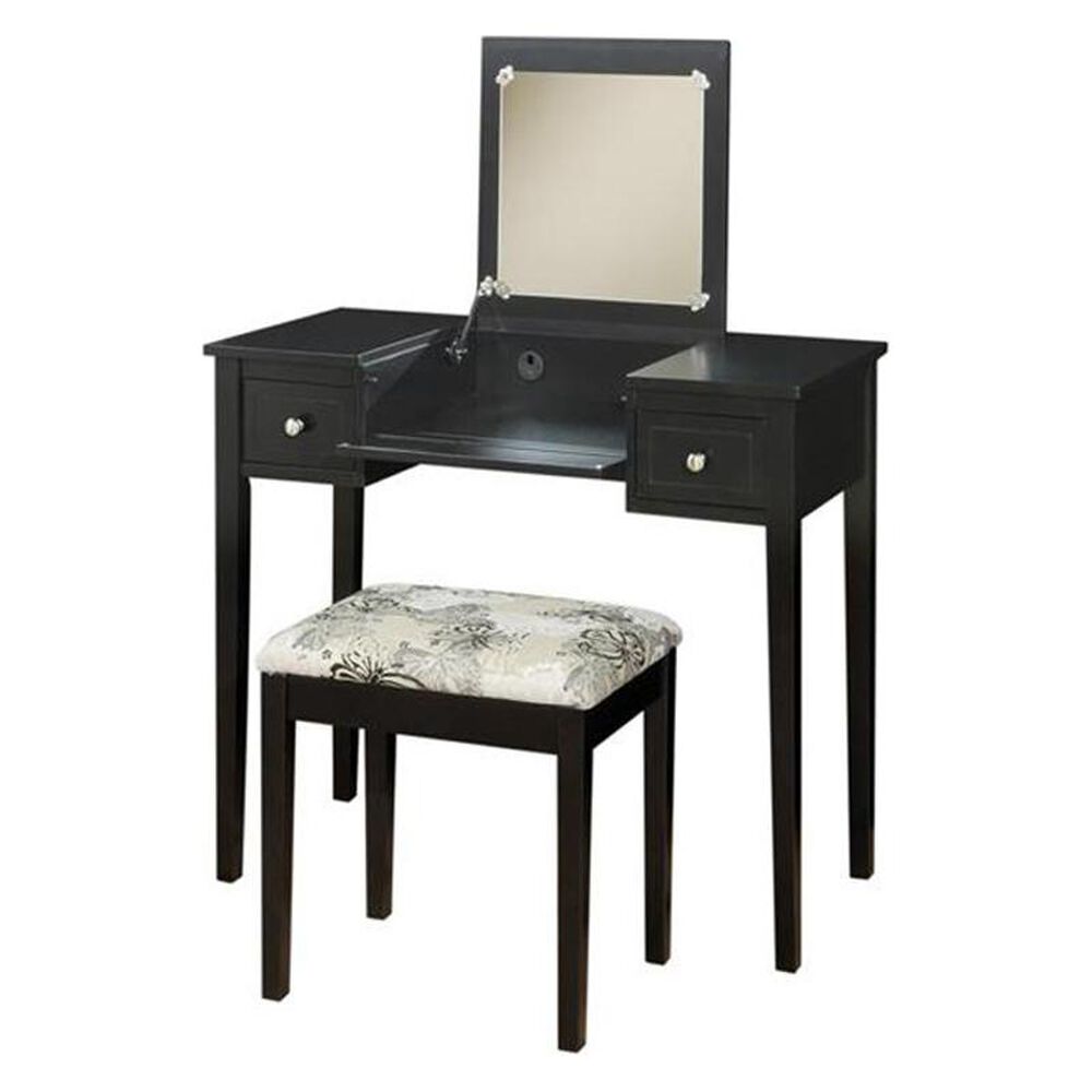 Linden Boulevard Vanity Set with Butterfly Bench in Black, , large