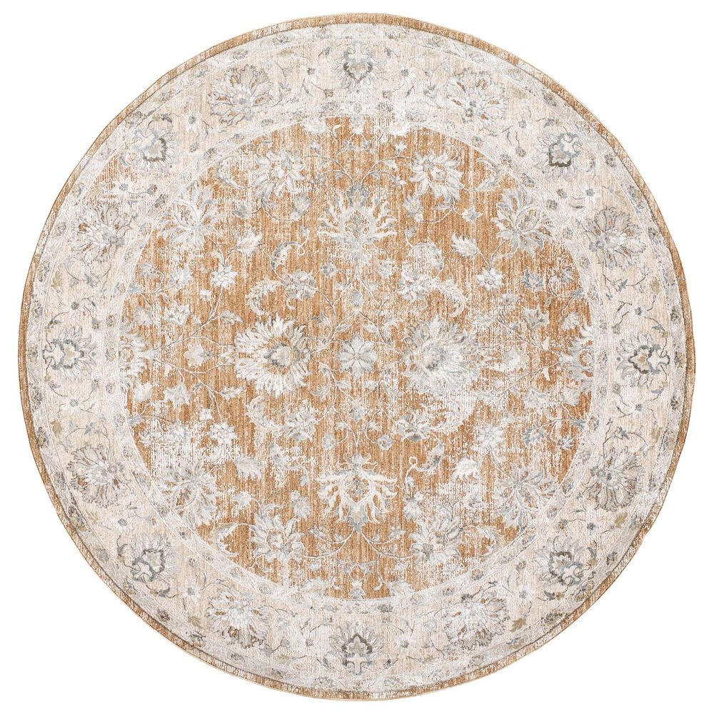 Surya Brunswick Light Brown, Cream, Medium Brown, Light Gray, Charcoal and Mustard 5&#39;3&quot; Round Area Rug, , large