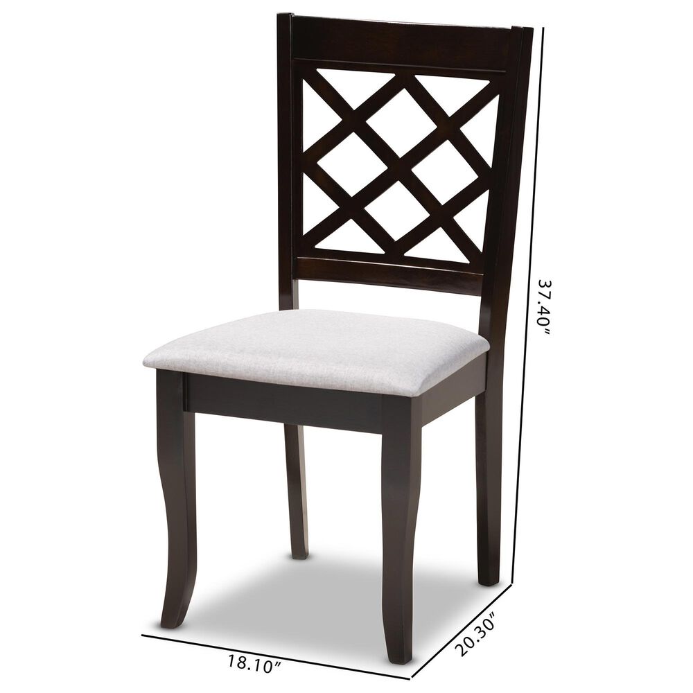 Baxton Studio Verner Side Chair with Grey Cushion in Espresso Brown (Set of 4), , large