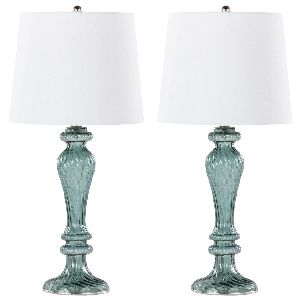 LumiSource Windsor Table Lamp in Clear Turquoise and Polished Nickel (Set of 2), , large