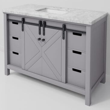 Lexora Home Marsyas 48" Single Bathroom Vanity in Dark Grey with White Carrara Marble Top and Rectangular Sink, , large