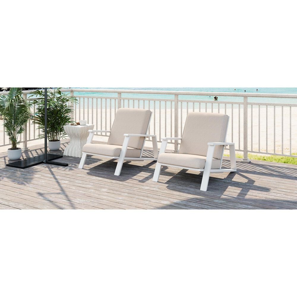 Hearth and Haven Outdoor Lounge Chair with White Frame in Beige (Set of 2), , large