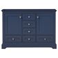 Lexora Home Dukes 48" Double Bathroom Vanity in Navy Blue with 2 cm White Quartz Top and Rectangular Sinks, , large