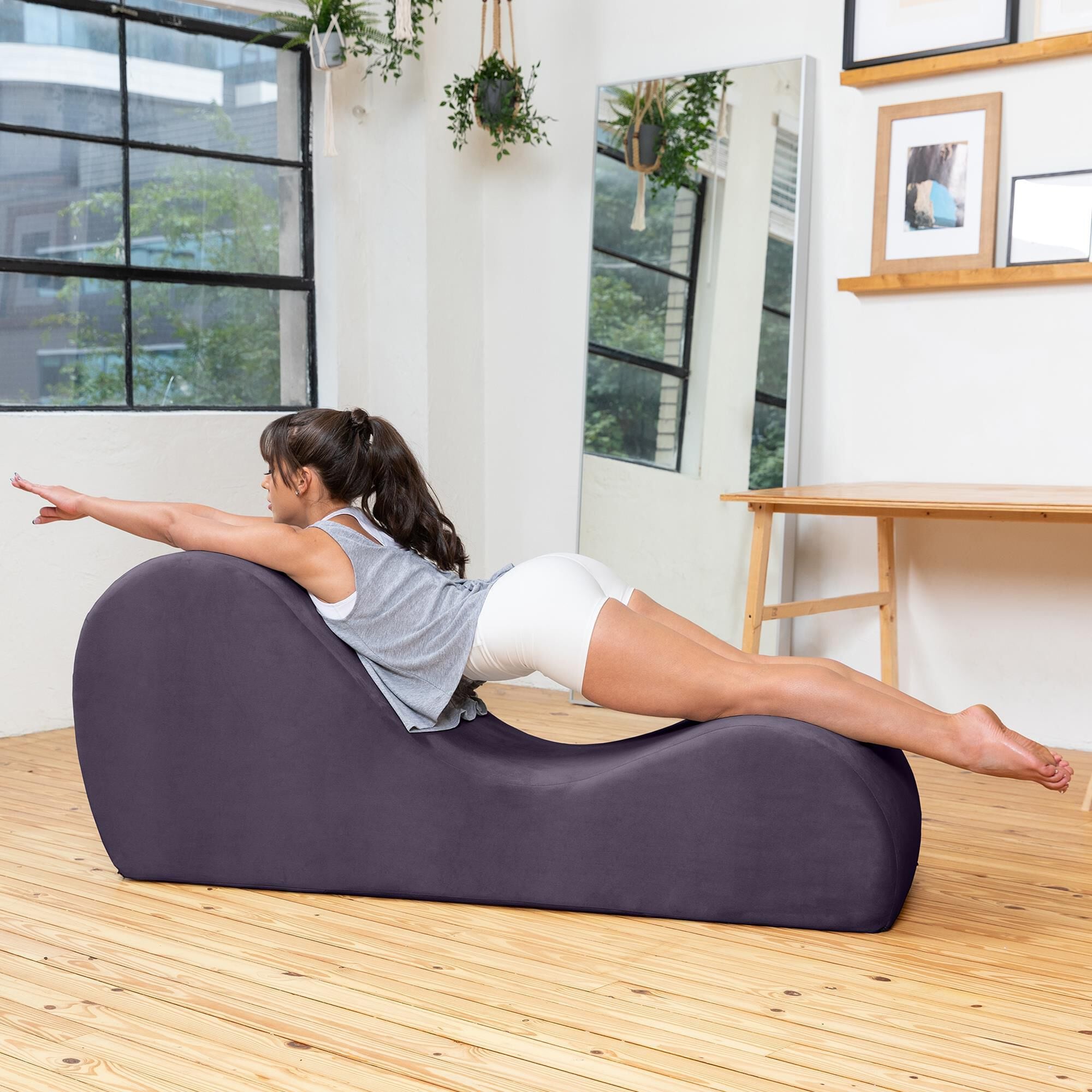 Jaxx Avana Chaise Lounge Yoga Chair in Aubergine