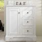 James Martin Vanities De Soto 30" Single Bathroom Vanity in Bright White with 3 cm Eternal Jasmine Pearl Quartz Top and Rectangular Sink, , large