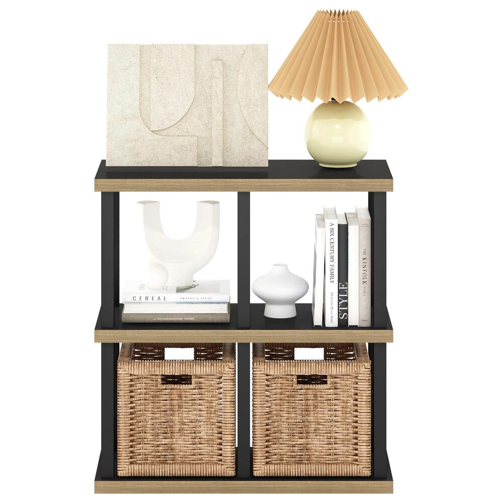 HOMLUX 4-Cube Display Bookshelf in Americano and Black, , large