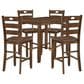 Crown Mark Ashborn 5-Piece Square Counter Height Table Set in Brown, , large