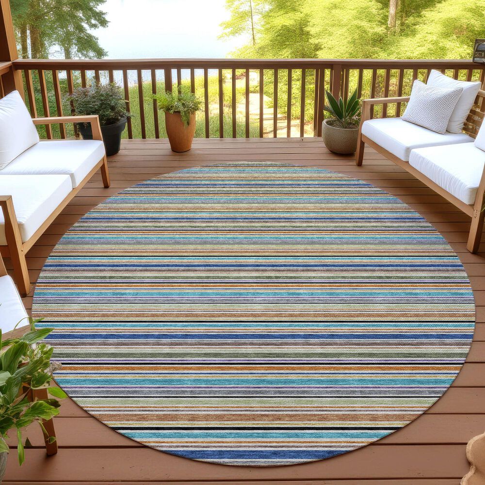 Dalyn Rug Company Soft Essentials Striped Jewel 8' Round Indoor/Outdoor Area Rug, , large