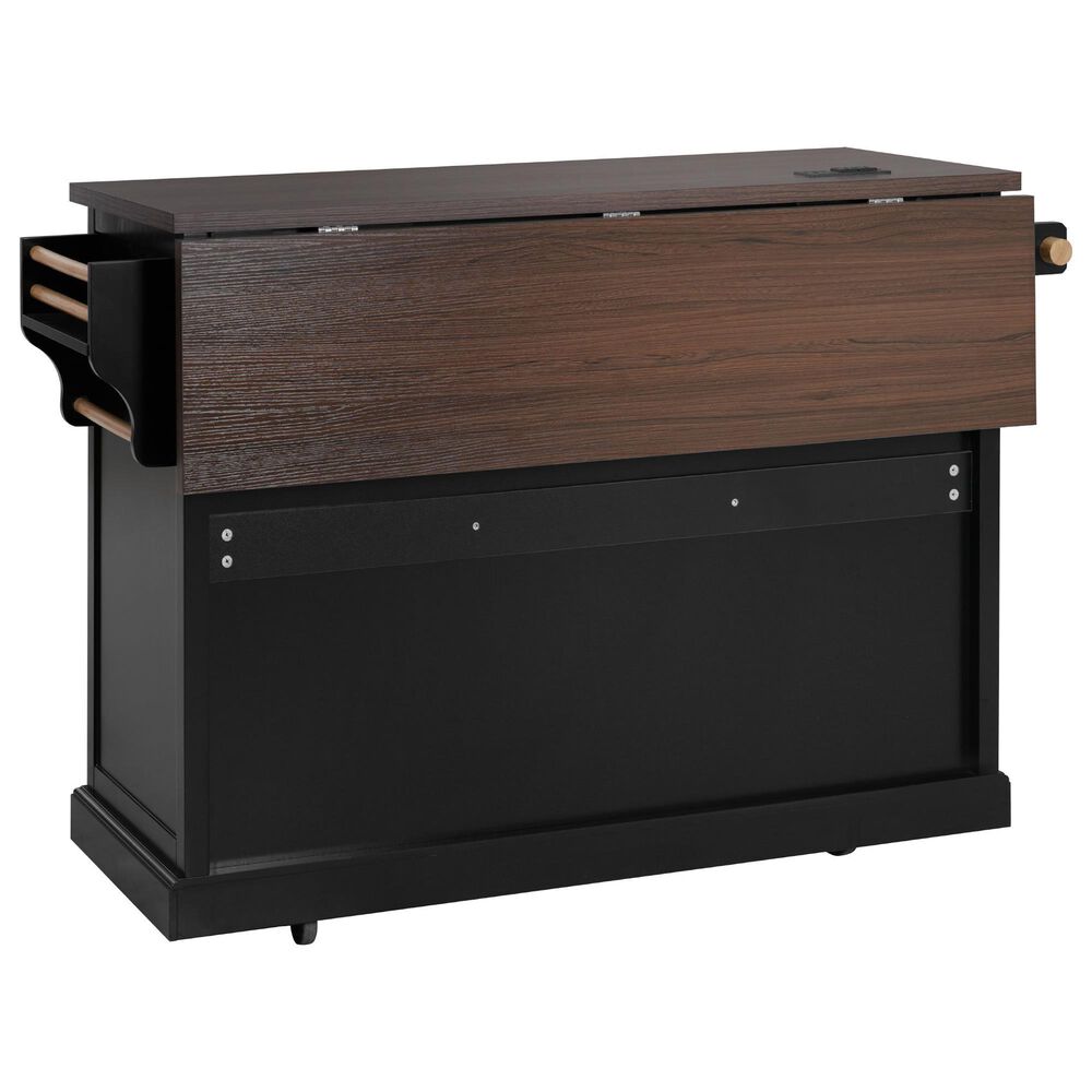 HOMLUX 54.9" Kitchen Island with Drop Leaf in Black and Brown, , large