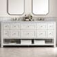 James Martin Vanities Breckenridge 72" Double Bathroom Vanity in Bright White with 3 cm Carrara White Marble Top and Rectangular Sinks, , large
