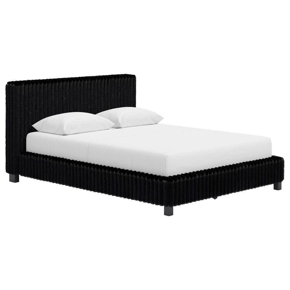 Ashley Zuraleus 3-Piece Queen Upholstered Platform Bedroom Set in Matte Black, , large