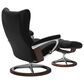 Stressless Wing Small Leather Chair and Ottoman in Paloma Black, , large