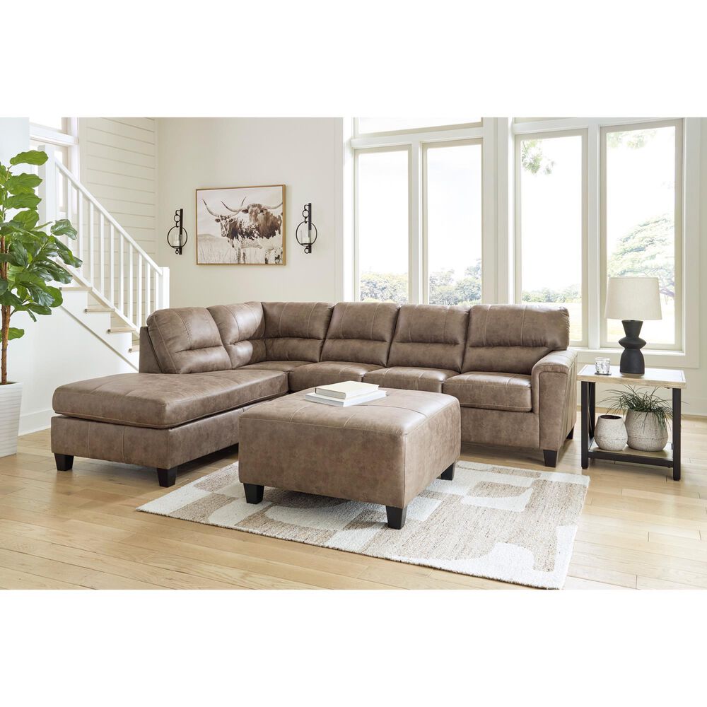 Ashley Navi 2-Piece Right Facing Stationary Sleeper Sectional in Fossil, , large