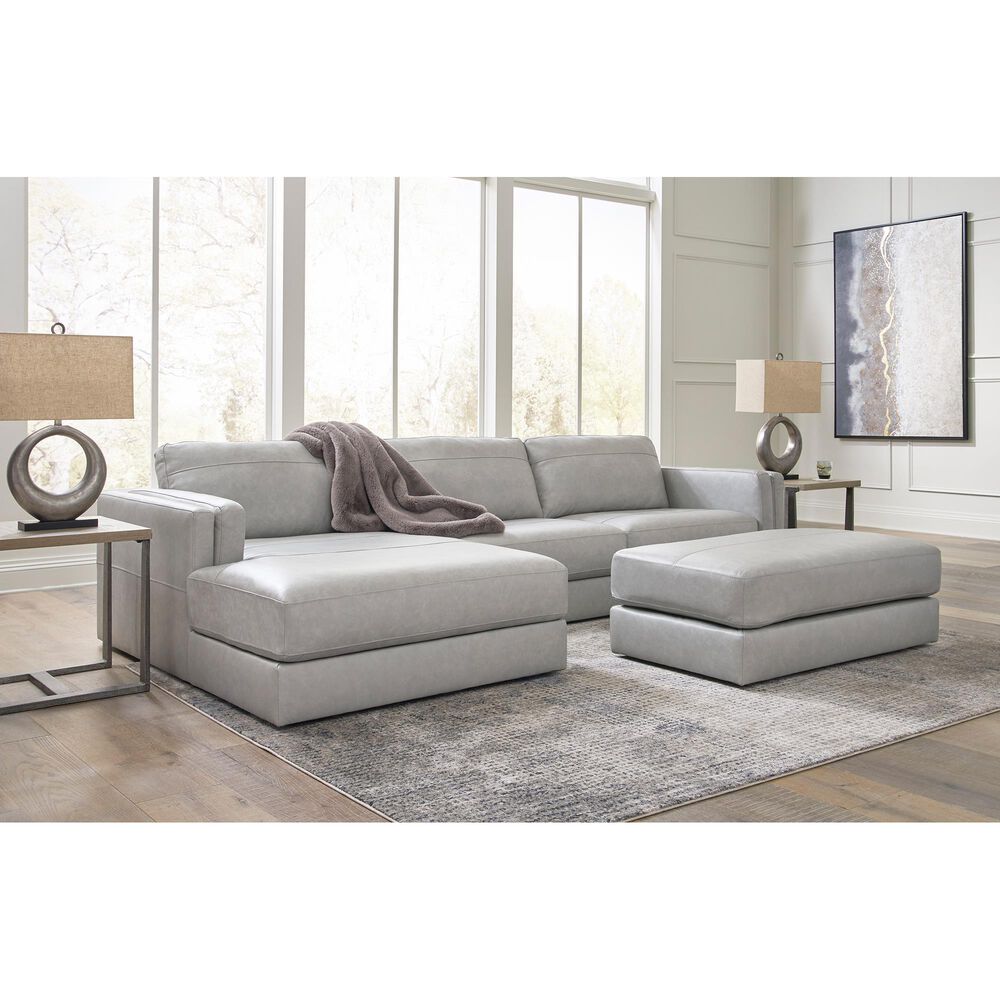 Ashley 2-Piece Leather Sofa with Chaise in Glacier, , large