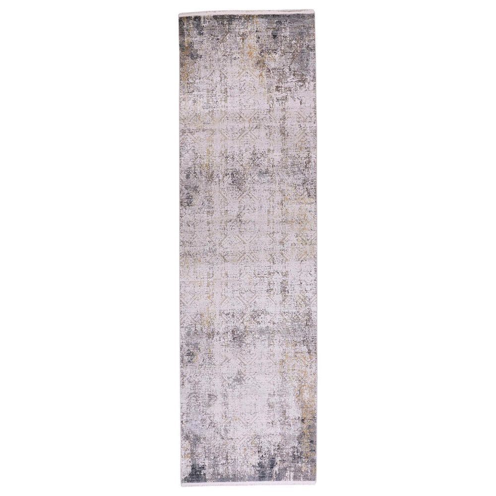 Feizy Rugs Cadiz 3892F 3"1" x 10" Light Gray and Ivory Runner, , large