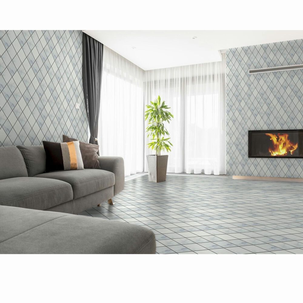 Emser Winter Frost 2&quot; x 4&quot; Diamond on 10&quot; x 13&quot; Marble Mosaic Sheet, , large
