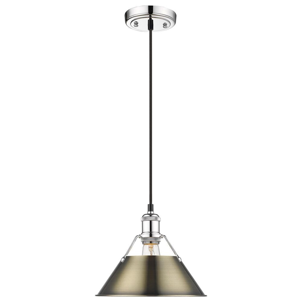 Golden Lighting Orwell 1-Light Medium Pendant with Aged Brass Shade in Chrome, , large