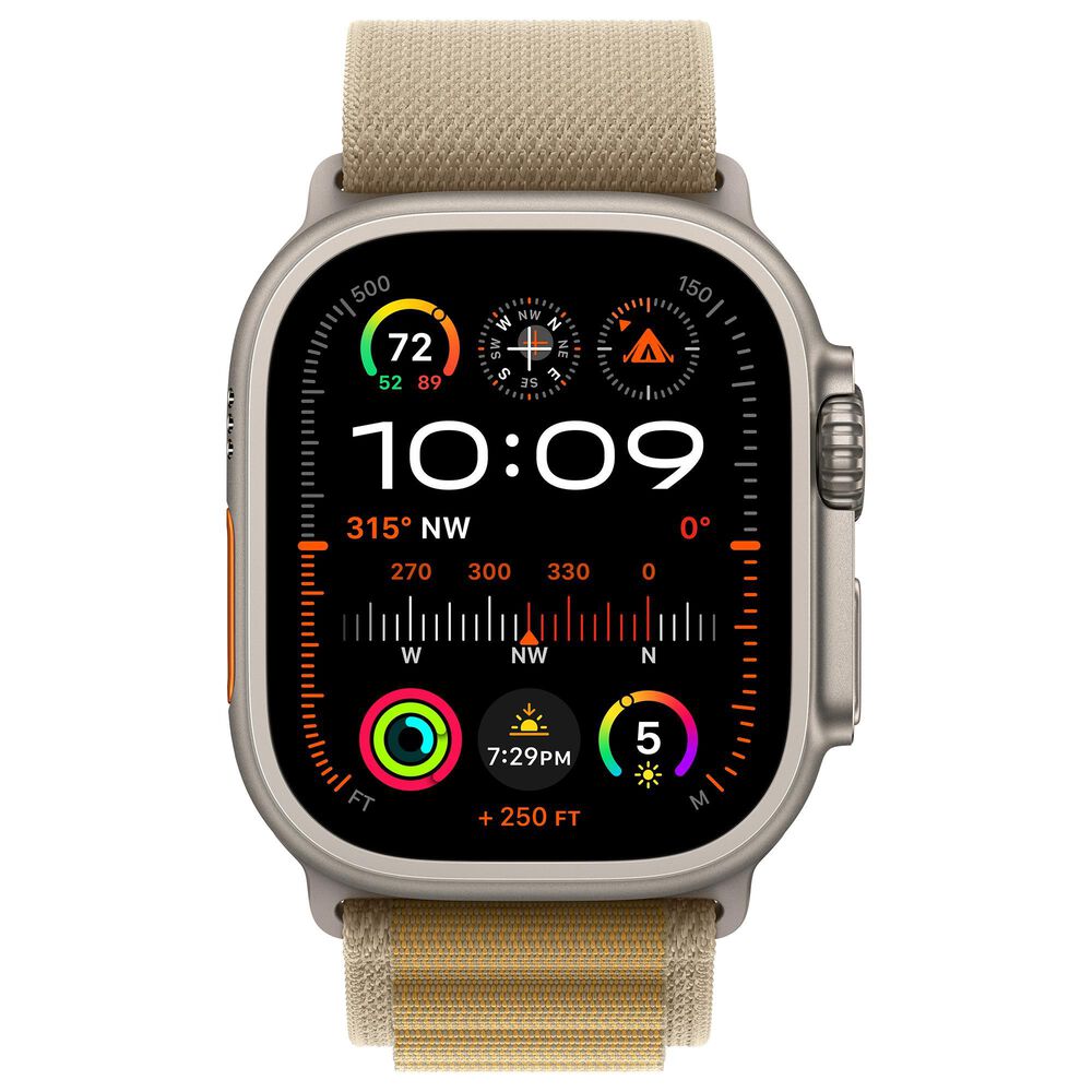 Apple Watch Ultra 2 GPS + Cellular 49mm Natural Titanium Case with Tan Alpine Loop - Small, , large