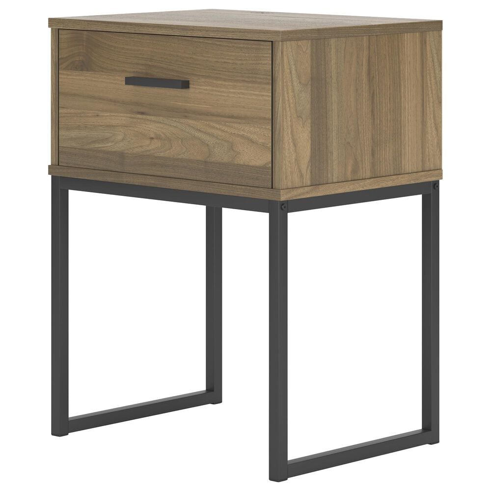 Ashley Deanlow 1-Drawer Nightstand in Honey Brown and Dark Pewter, , large