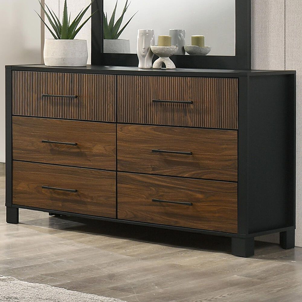 Crown Mark Nemy 6-Drawer Dresser in Brown, , large