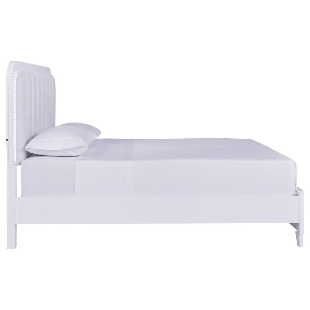 Ashley Jarlee California King Upholstered Bed with Two Nightstands in White, , large