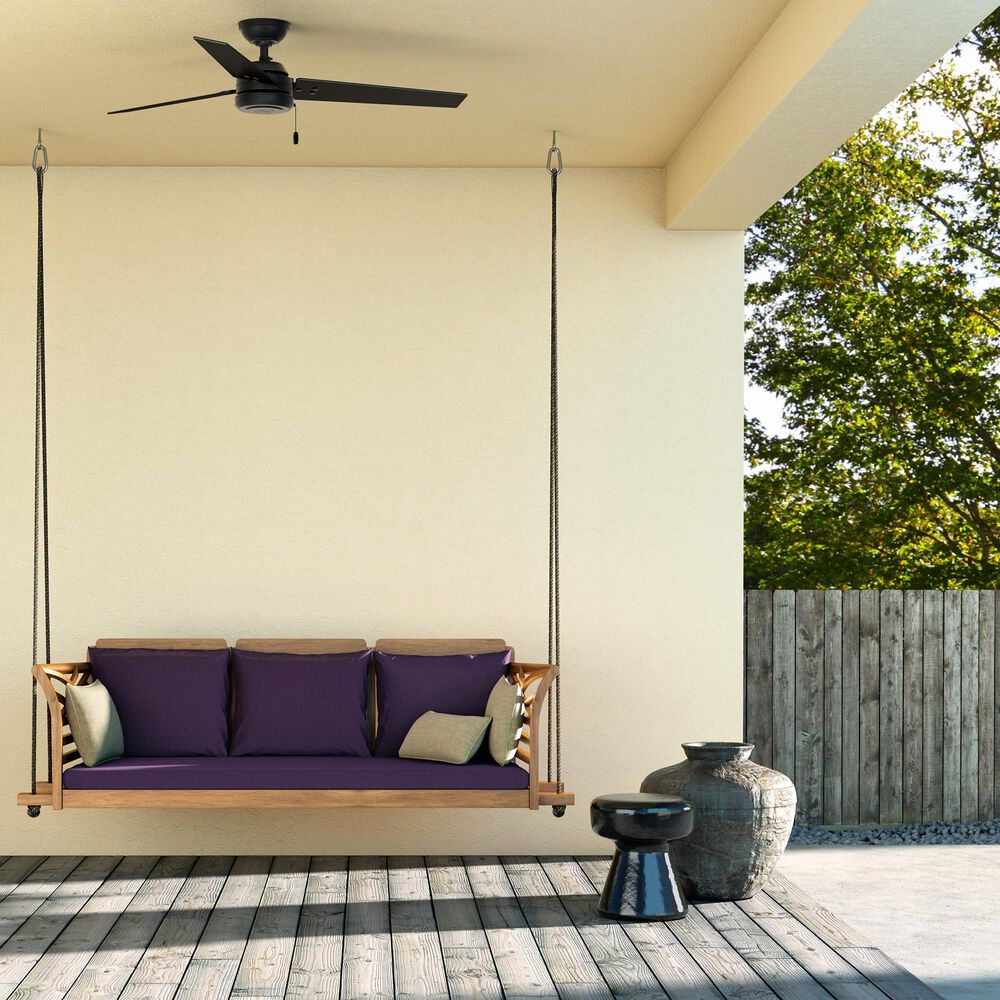 Hunter Cassisus 52&quot; Outdoor Ceiling Fan in Matte Black, , large