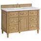 James Martin Vanities Lorelai 48" Single Vanity in Light Natural Oak with 3 cm White Zeus Quartz Top, , large