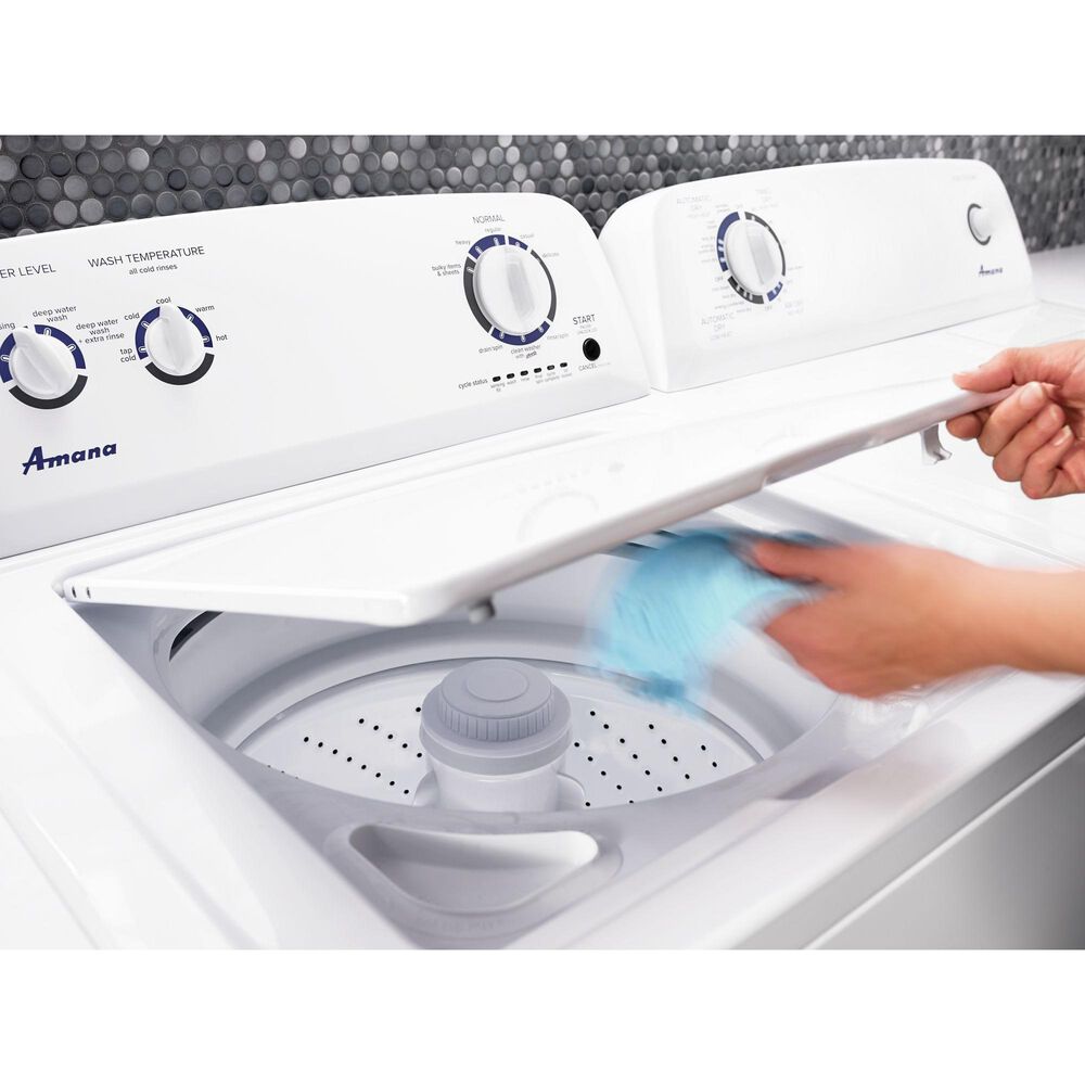 Amana 3.5 Cu. Ft. Top Load Washer and 6.5 Cu. Ft. Electric Dryer in White, , large