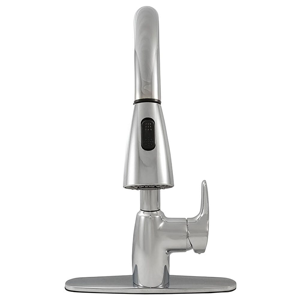 MS International Pull-Out Sprayer Kitchen Faucet with Deckplate in Polished Chrome, , large