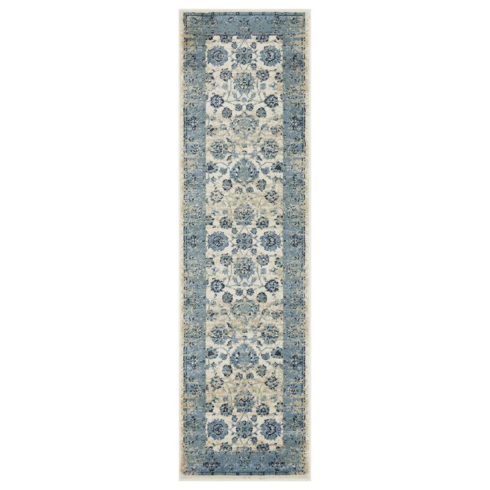 Kas Oriental Rugs Heritage Elegance 2"2" x 7"11" Ivory and Blue Runner, , large