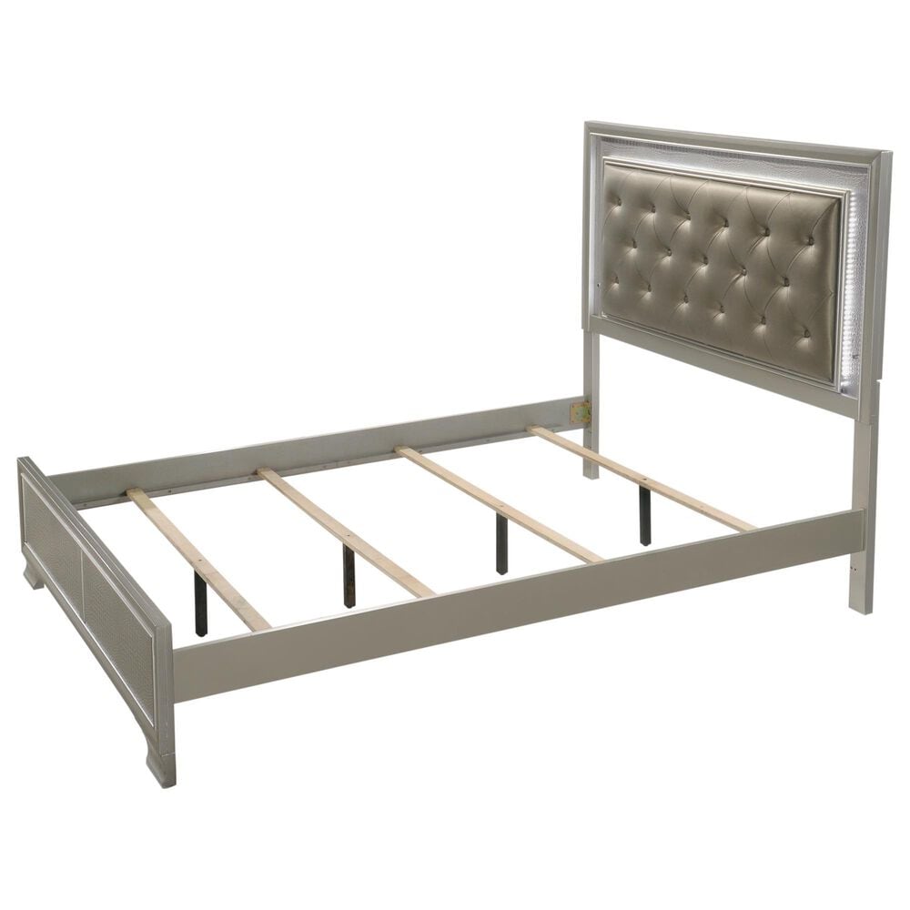 Crown Mark Lyssa 5-Piece Queen Panel Bedroom Set in Champagne, , large