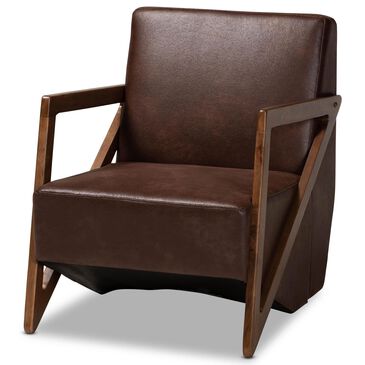 Baxton Studio Christa Accent Chair in Dark Brown and Brown, , large