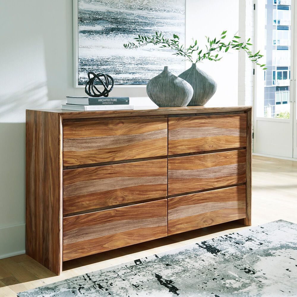 Millenium Dressonni 6-Drawer Dresser and Mirror in Brown, , large