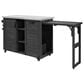 HOMLUX 78.3" Outdoor Kitchen Island with Foldable Grill Table in Black and Stainless Steel, , large