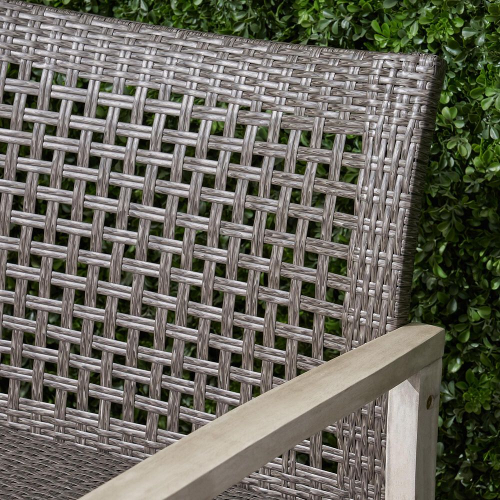 Hearth and Haven Hampton Outdoor Wicker Loveseat with Wooden Frame in Grey, , large
