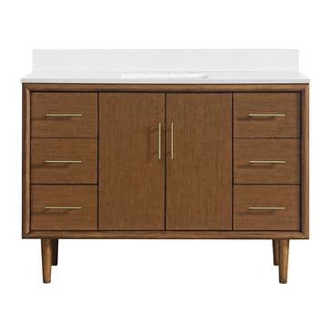 37B Mertola 48" Single Bathroom Vanity Cabinet in Dark Maplewood with White Composite Stone Top and Backsplash, , large