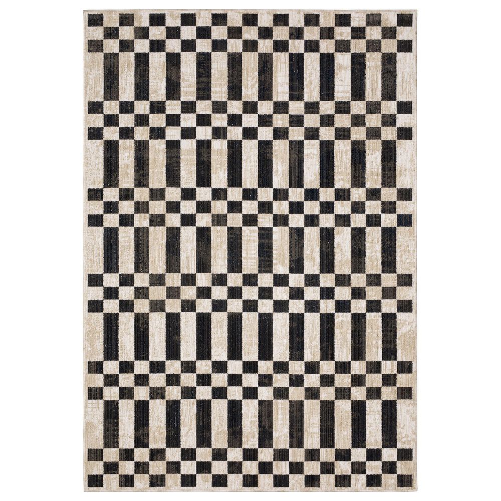 ROW by Oriental Weavers Hunter HNT10 Beige and Black 5"3" x 7"6" Area Rug, , large