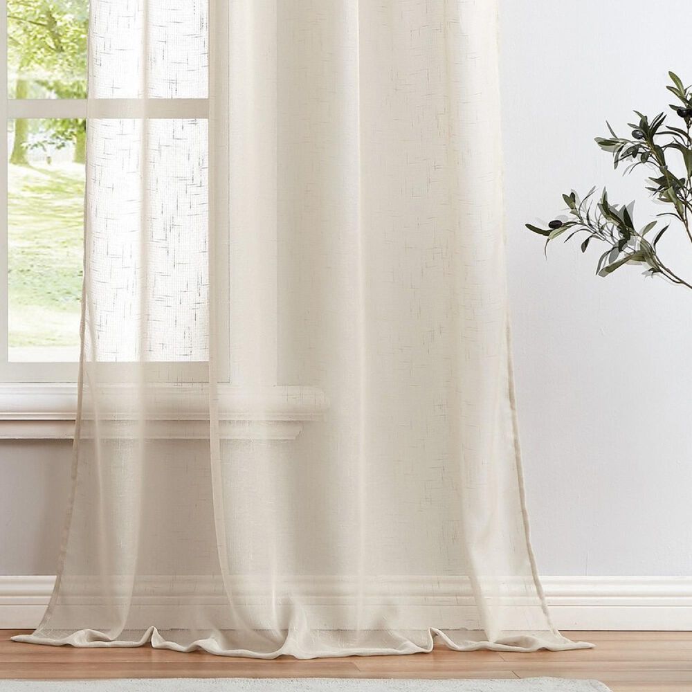 Pem America Cannon Sheer 84&quot; x 50&quot; Window Panel in Ivory &#40;Set of 2&#41;, , large
